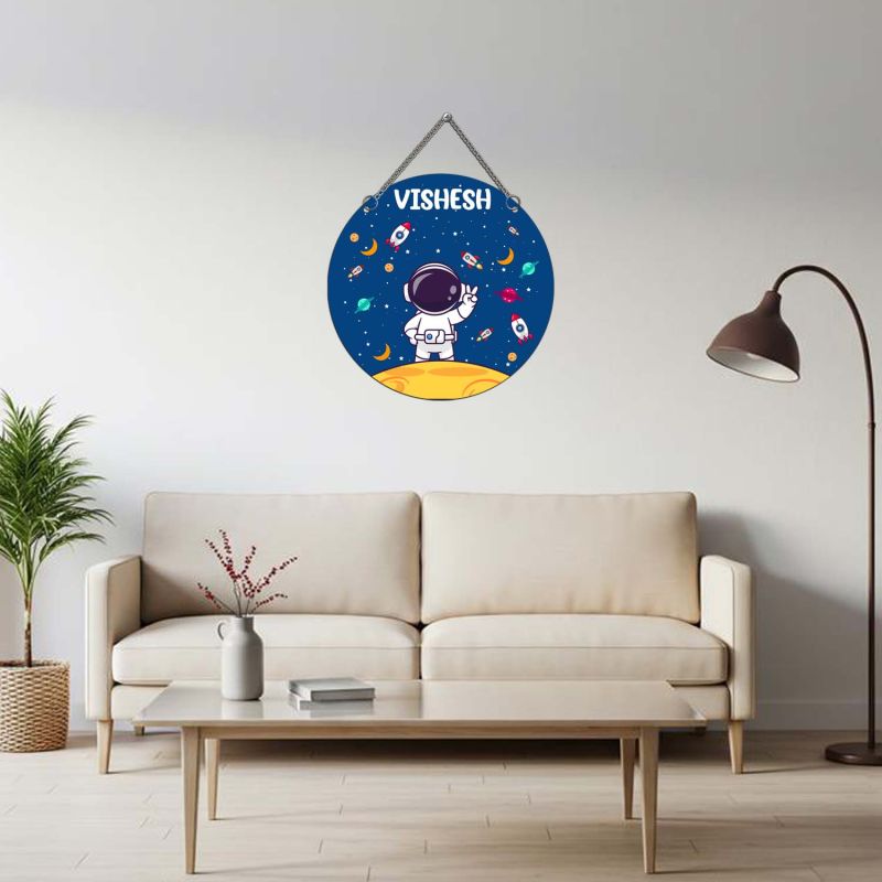 Personalized Space Theme Wall Hanging Decoration with Astronaut Design Kids Room Decor Wall Art Astronaut Theme Return Gift